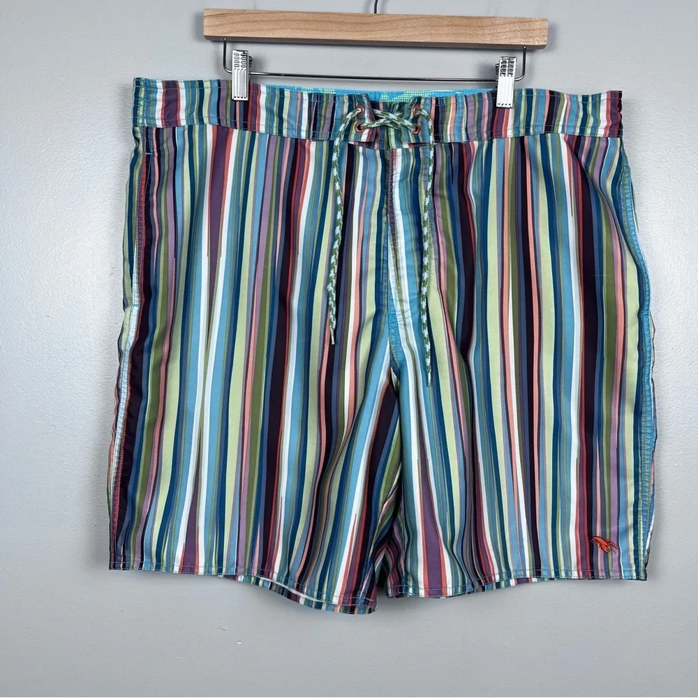 Ted Baker Men's Retro Srtriped Swim Trunks with Mesh Lobster Liner Size 5(XL)